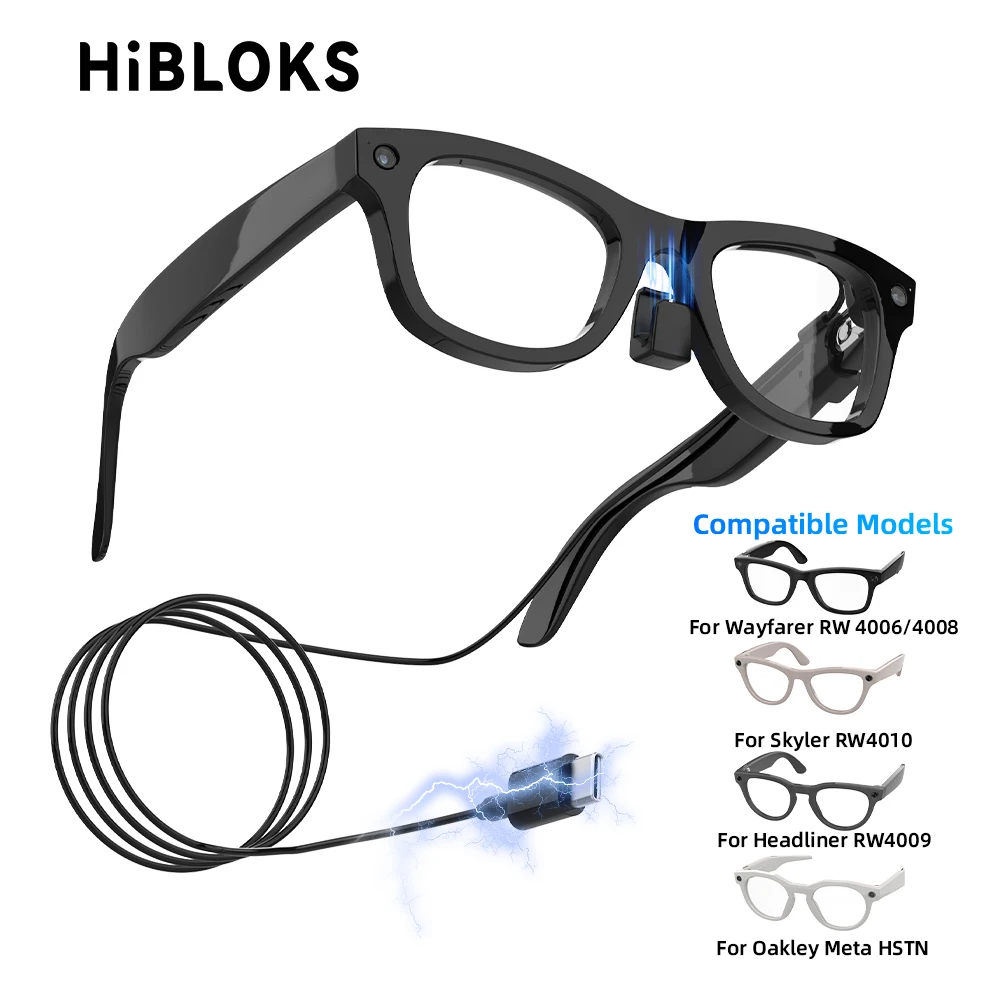 HIBLOKS HIBLOKS Portable Fast Charging Cable For Ray-Ban Meta Wayfarer/Skyler/Headliner & Oakley Meta HSTN Smart Glasses USB-C 1.2M - Aliexpress Deal