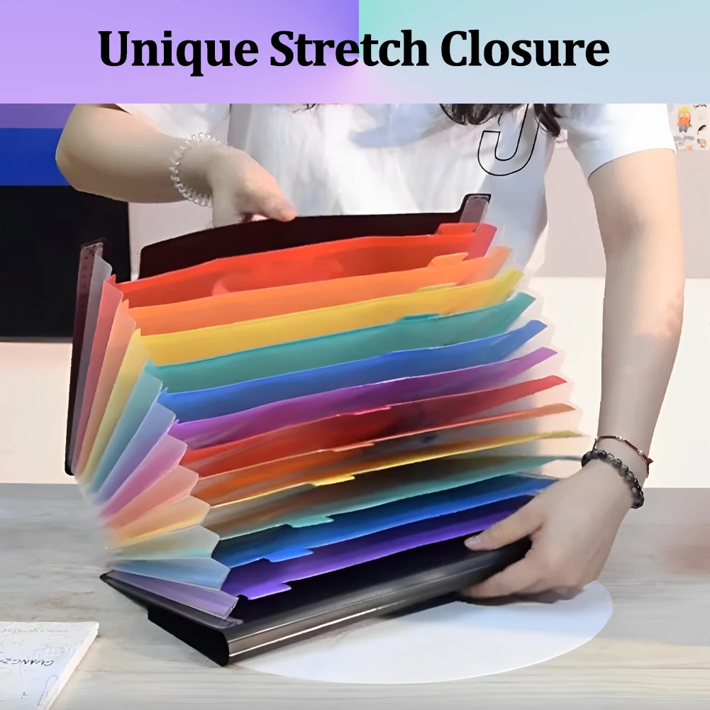 Caixa De Recibo De Papel Expansível Com Tampa, 13 Bolsos, Documento Portátil, A4, Tamanho De Carta, Escritório, Bill Arco-íris, Organizador De Arquivos De Acordeão