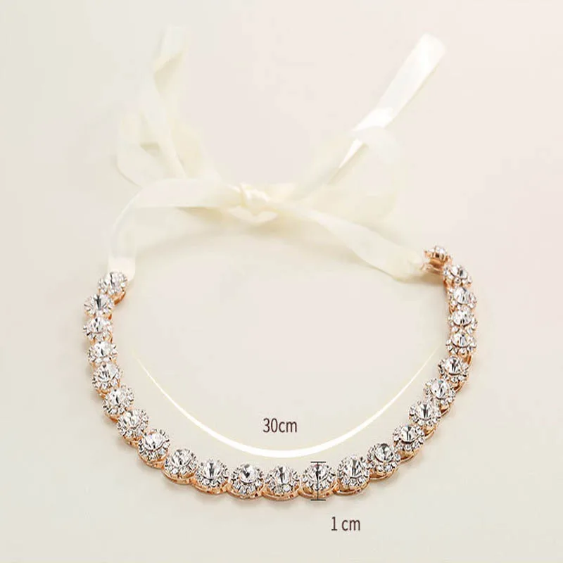 Fashion Full Rhinestone Headband European Style Bride Hair Accessories Ribbon Bridal Rhinestone Hairband