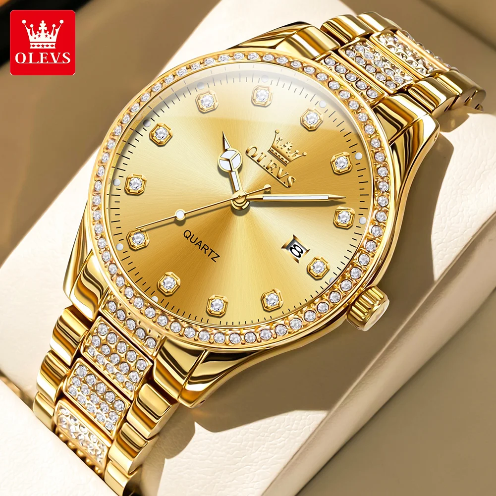 

OLEVS оригинальные модные кварцевые часы для мужчин из нержавеющей стали, водонепроницаемый календарь, светящиеся, высокое качество, модные наручные часы для мужчин