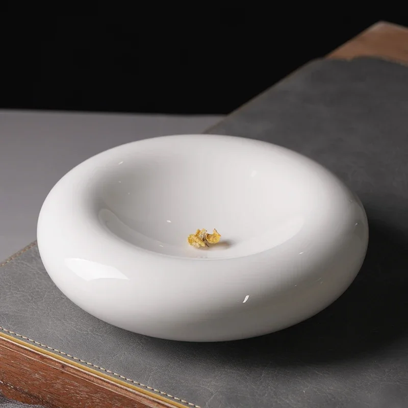 Creative Circular Ceramic Plate with Double Layer Insulation Western Dining Plate White Personalized Restaurant Soup Plate