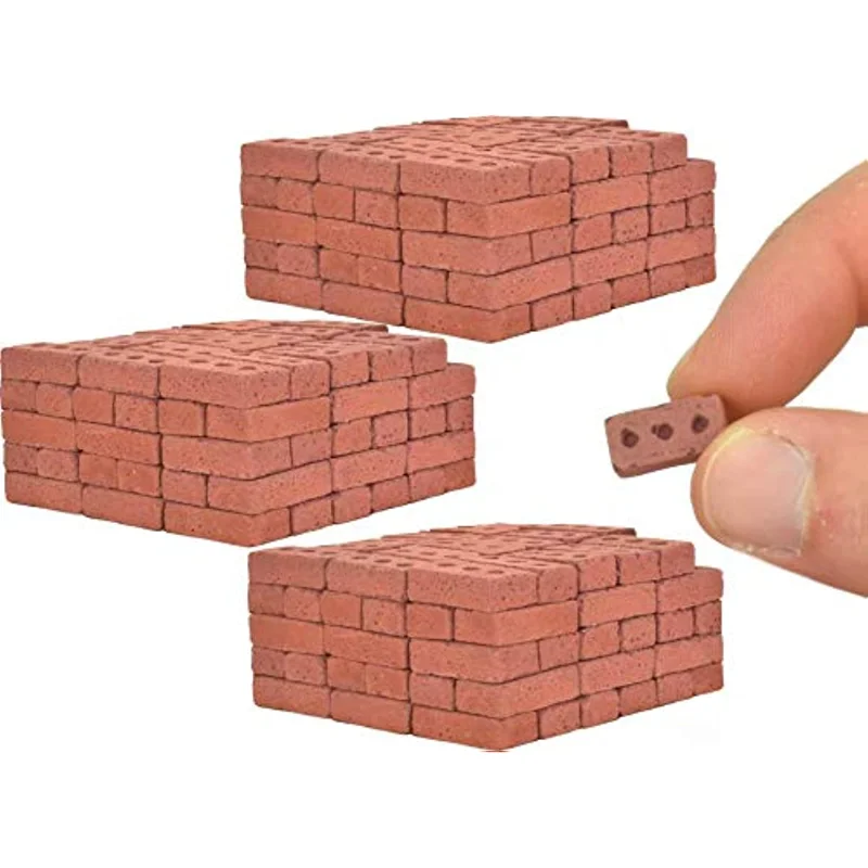 50pcs 1:16 Real Mini Bricks Model, Miniature Figurine Landscaping Accessories, DIY Fake Bricks Toy For Fairy Garden Building