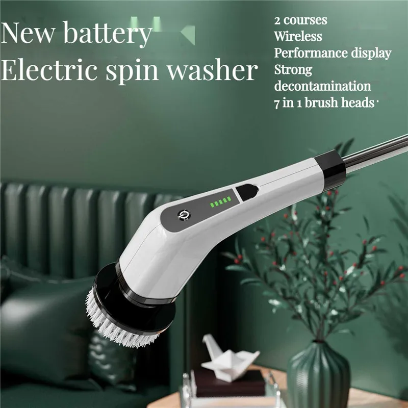 Electric Brush Cordless Spin Scrubber Rechargeable Electric Spin Scrubber with 8 Brush Heads for Bathroom Shower for Versatile