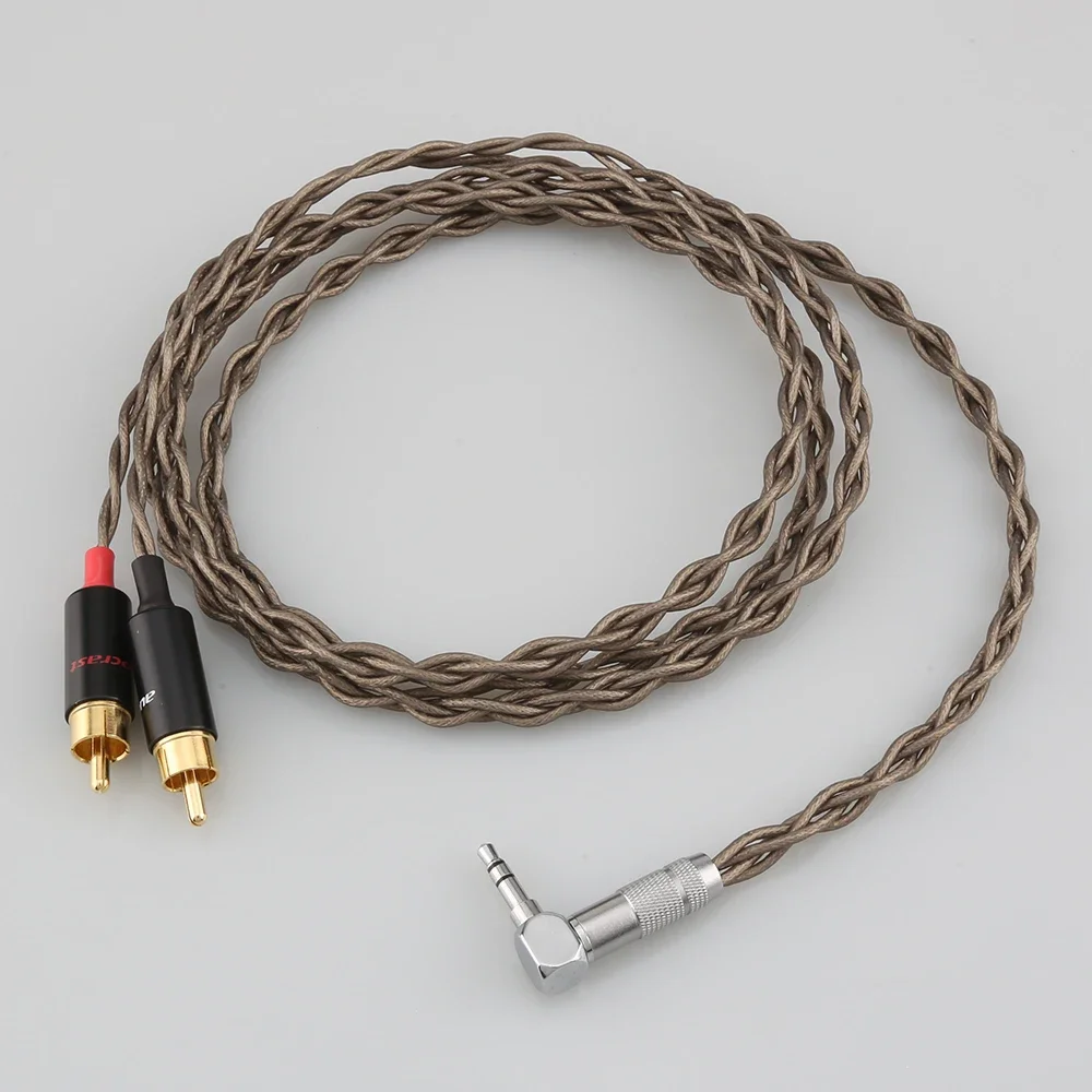 

HIFI audiophile silver aux 3.5mm headset plug to 2rca jack Audio signal line Computer connection cable