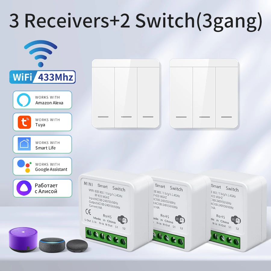 Tuya Smart WiFi-schakelaar voor verlichting RF 433 MHz draadloze schakelaar Smart Life APP Spraakbesturing Werk met Alexa Google Home Alice - afbeelding 1