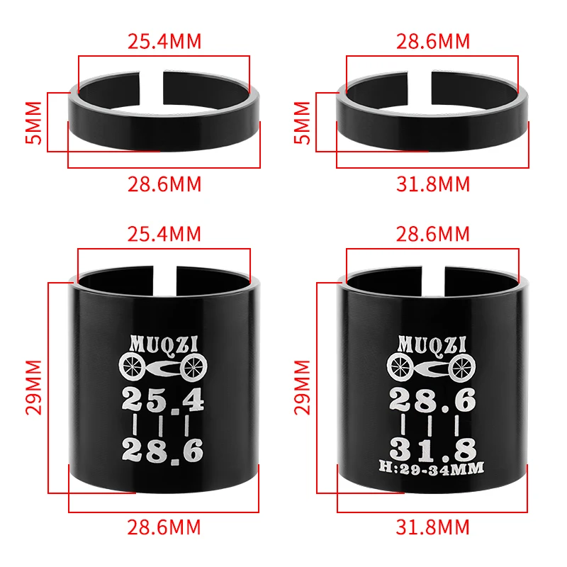 MUQZI Fork Adapter 25.4 To 28.6 28.6 To 31.8mm Bike Stem Adjust Shim