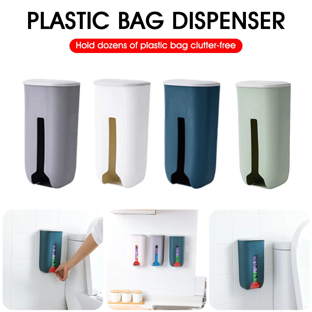 Kitchen Grocery Plastic Bag Holder Dispenser Wall Mount Garbage Bag Holder Refillable Trash Bag Saver Kitchen Organizer