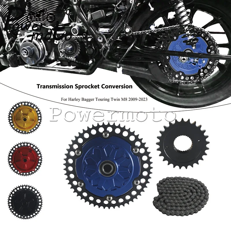 

Motorcycle Lightweight Aluminum Carbon Steel Transmission Sprocket Conversion Kit For Harley Bagger Touring Twin Cam M8 2009-23