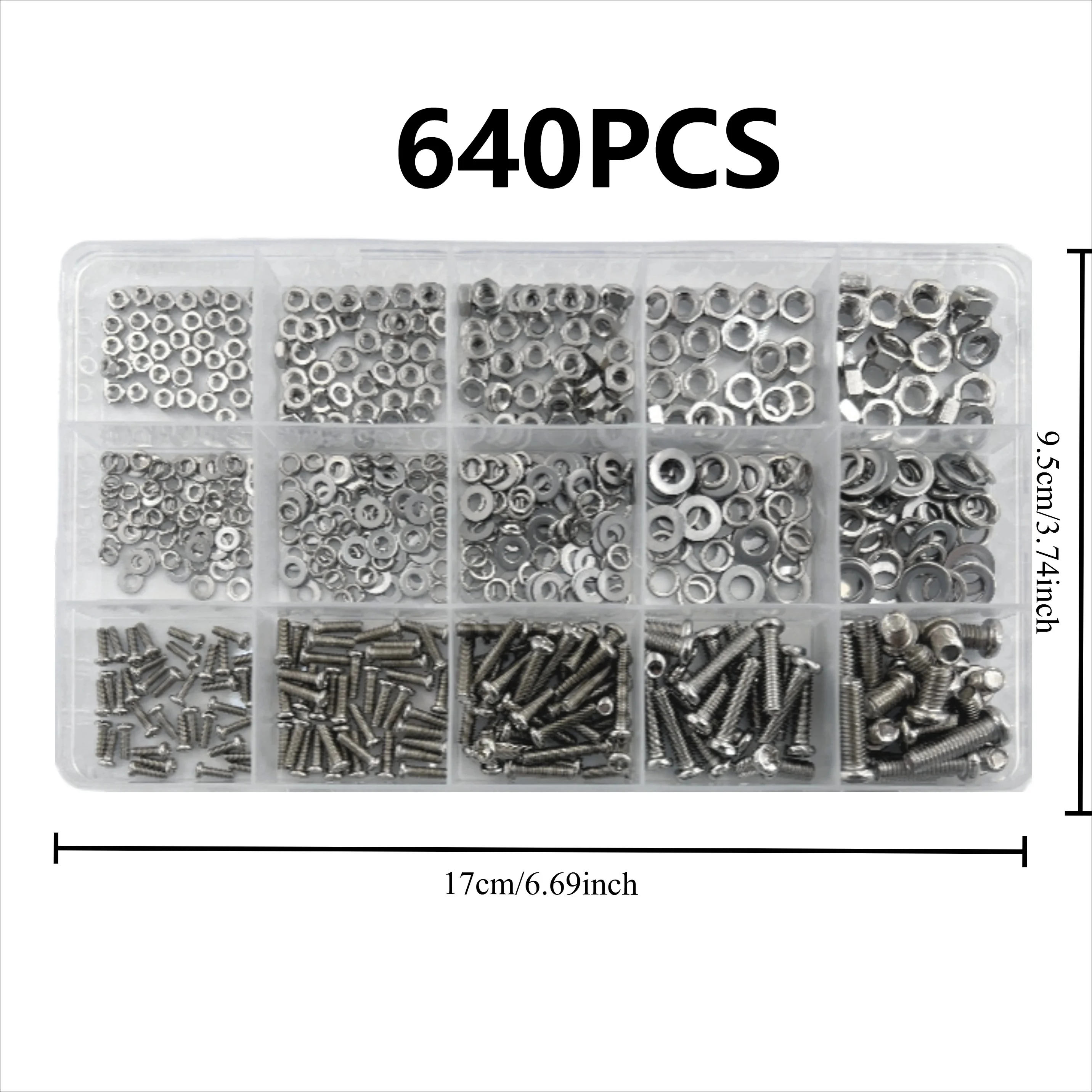 640/320/120PCS Hex Nuts and Bolt Set Durable M2 M2.5 M3 M4 M5 Metric Size, Universal Hardware Kit for DIY Projects and Repairs