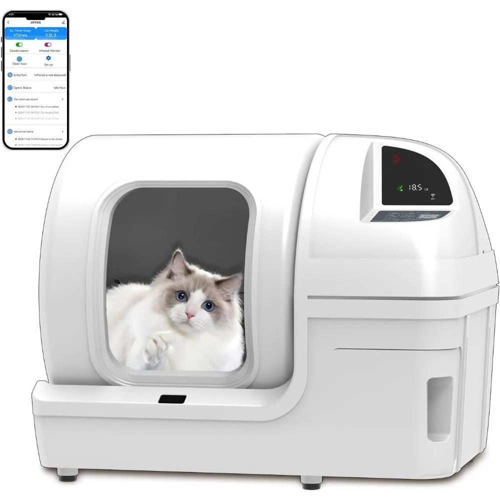 

Automatic Cat Litter Box Self Cleaning 100L Extra Large Cat Litter Box with APP Control & Safe Alert & Smart Health Monitor