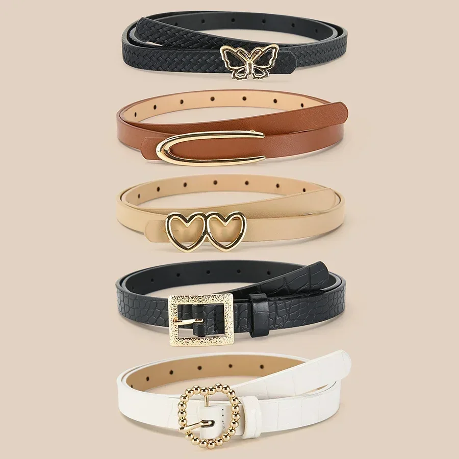 

2025New 5pcs/set Trendy Buckle Belts Vintage Solid Color PU Leather Belt Casual Jeans Pants Belt For Women TrendyBelts