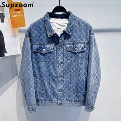 Supzoom New Arrival Top Fashion Autumn And Winter Loose Full Print Warm Cotton Fashionable Cotton-padded Denim Jacket Men Coat