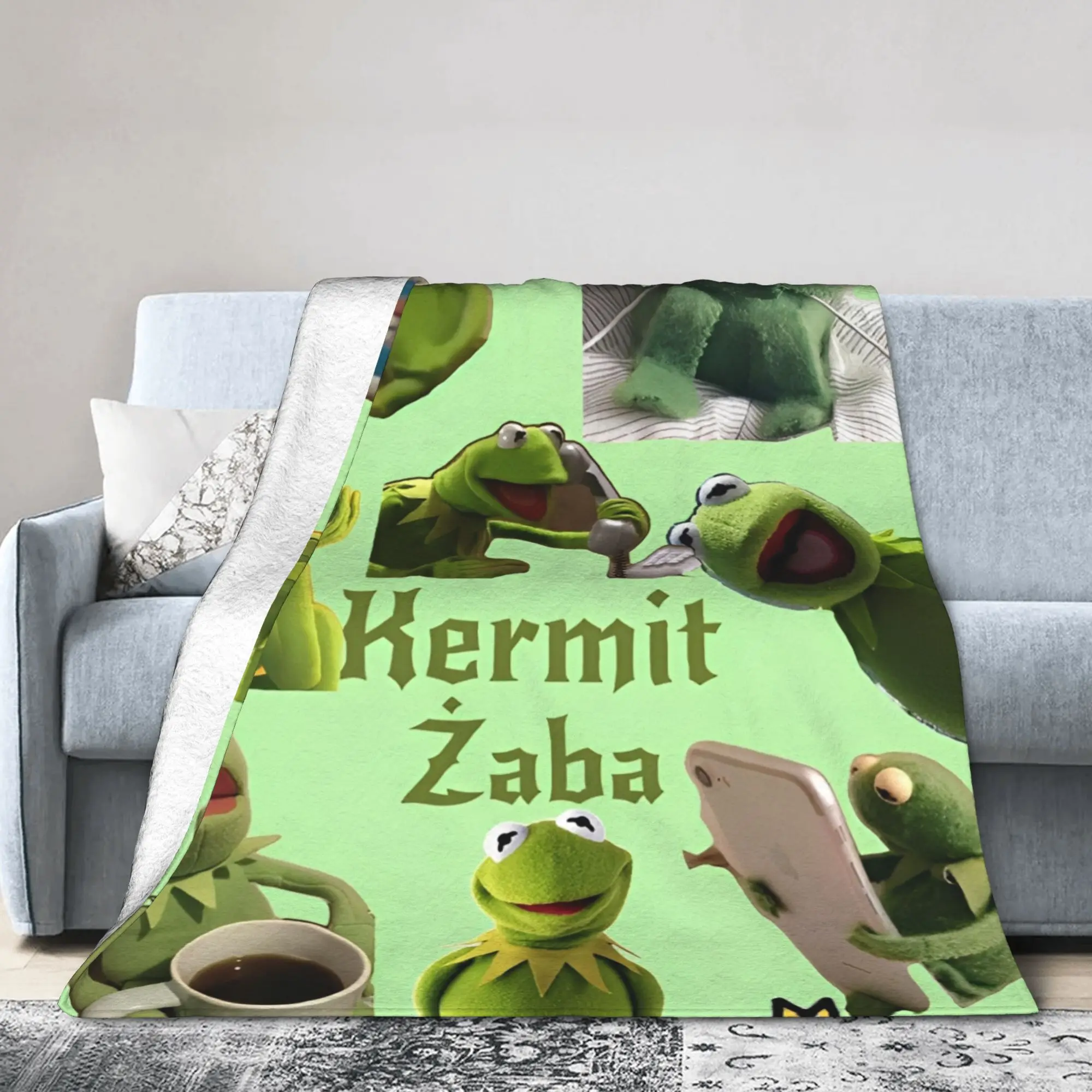كيرميت بطانية الضفدع الصوف مضحك الدافئة رمي البطانيات للمنزل الشتاء، #2