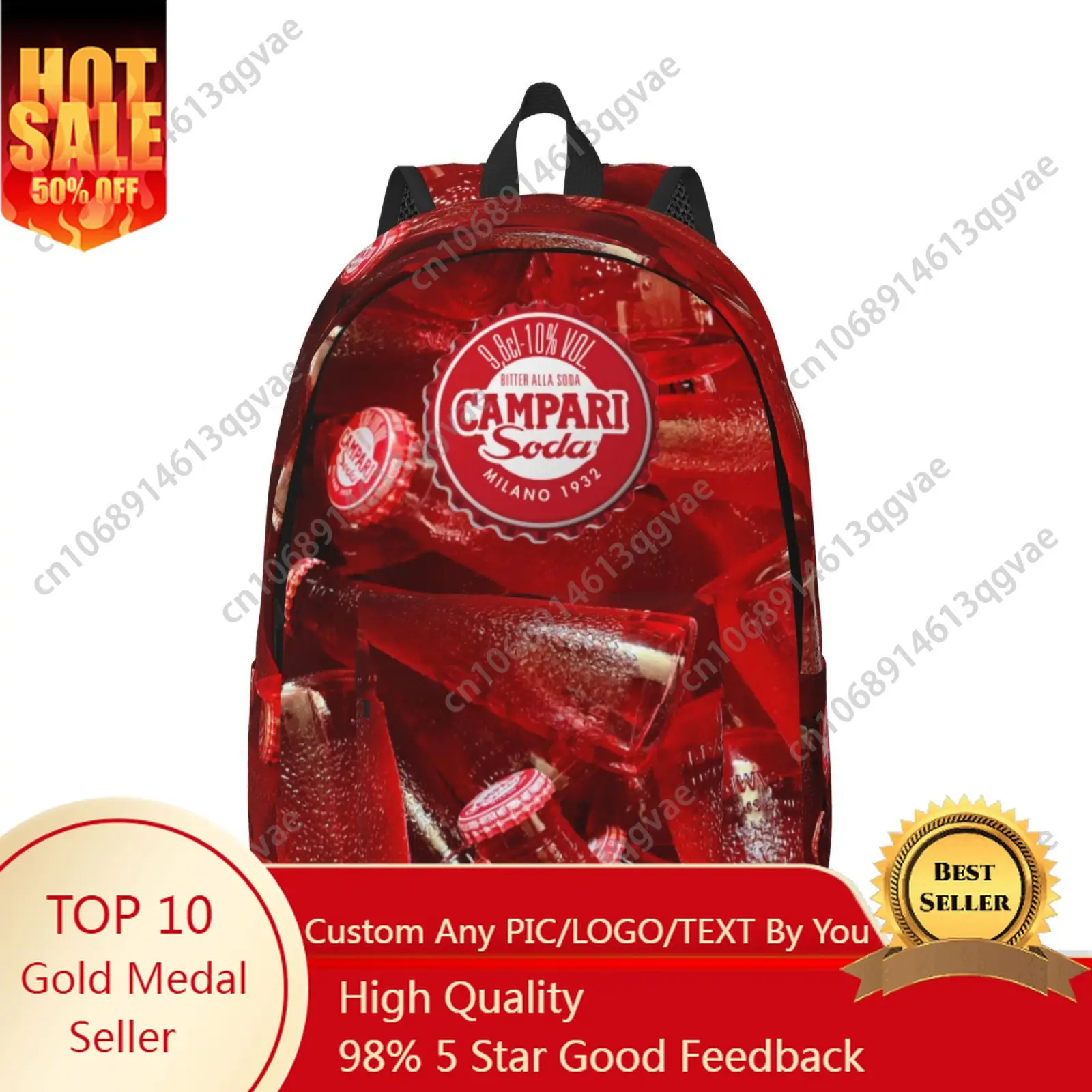 

Campari Soda Sparkling Water Custom Canvas Lightweight Backpack Fashion Durable Student Men Women Business Daypack