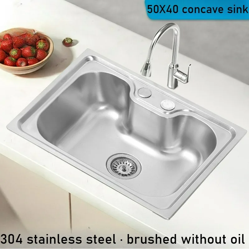 

Stainless Steel Kitchen Sink 304 Grade Brushed Finish Large Single Bowl Undermount Basin with Centered Drain for Home