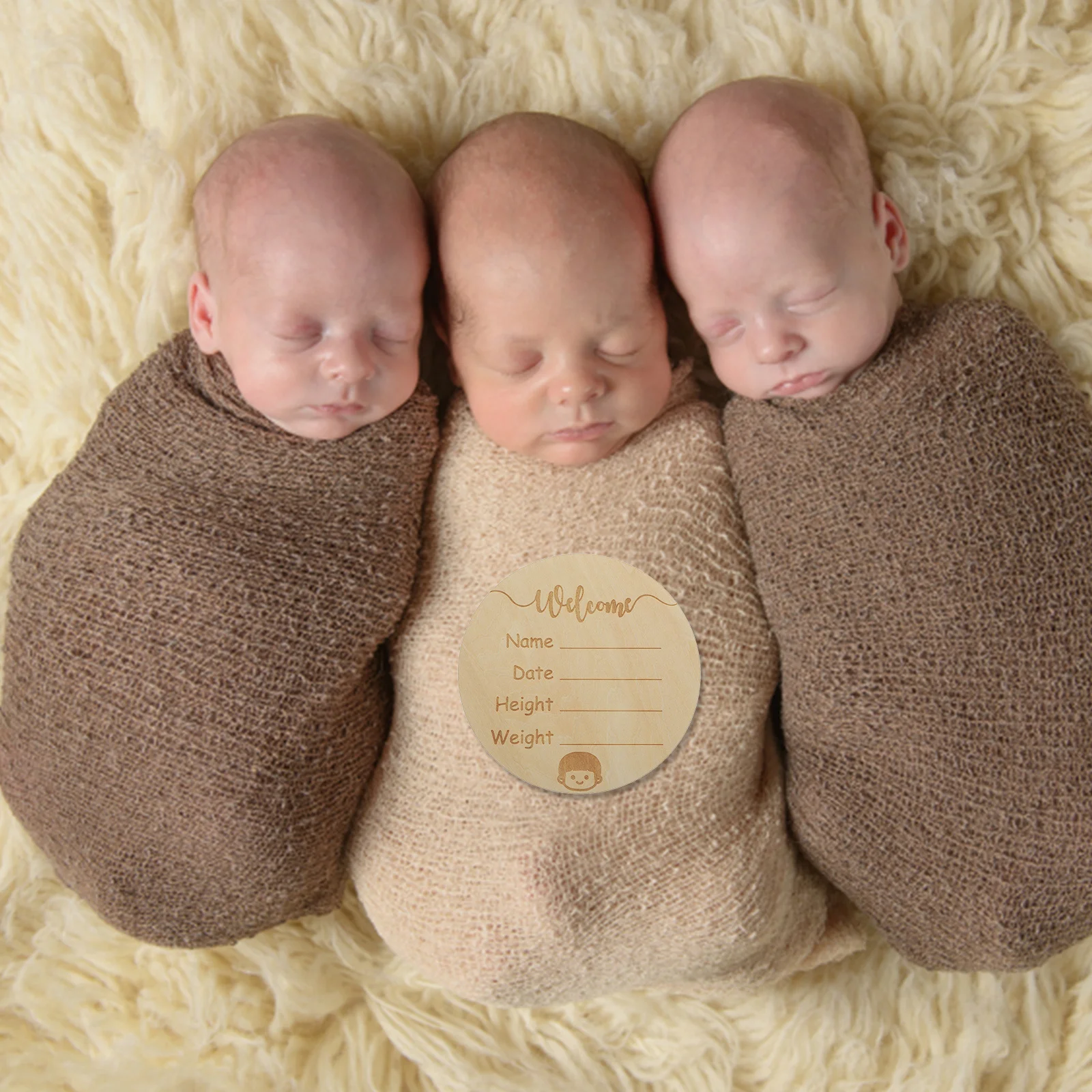 出産報告飾り ベビー到着サイン 木製飾り板 新生児サイン 丸板