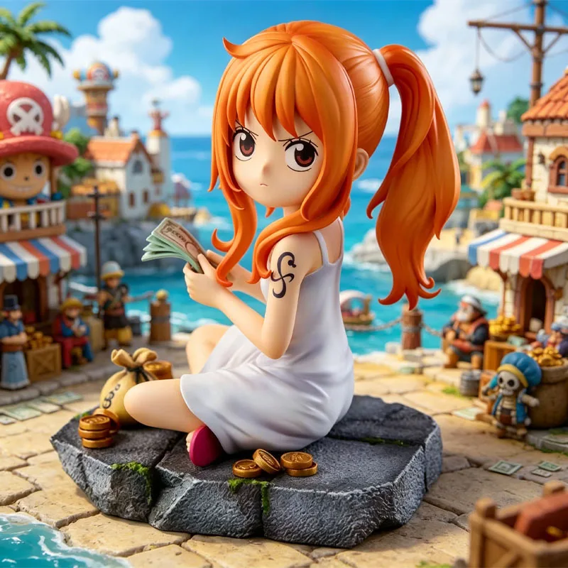 One Piece Childhood Nami GK Statue Q Version Anime-Merchandise Anime-Stil Figur Desktop-Ornamente Trendige Spielzeuge Überraschungsgeschenke