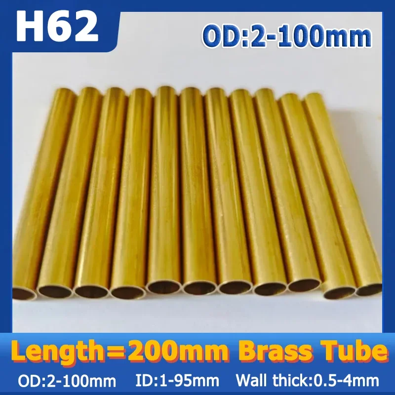 OD 2-100mm Length 200mm Brass Tube Diameter 2/3/4/5/6/7/8/9/10/12/14/15/85/95/100mm Seamless Round Pipe Tubing