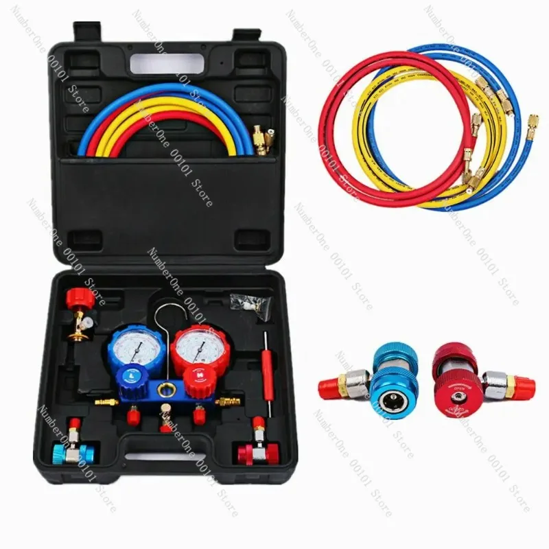 Air Conditioning AC R1234YF Refrigerant Service Manifold Gauge Set W/72