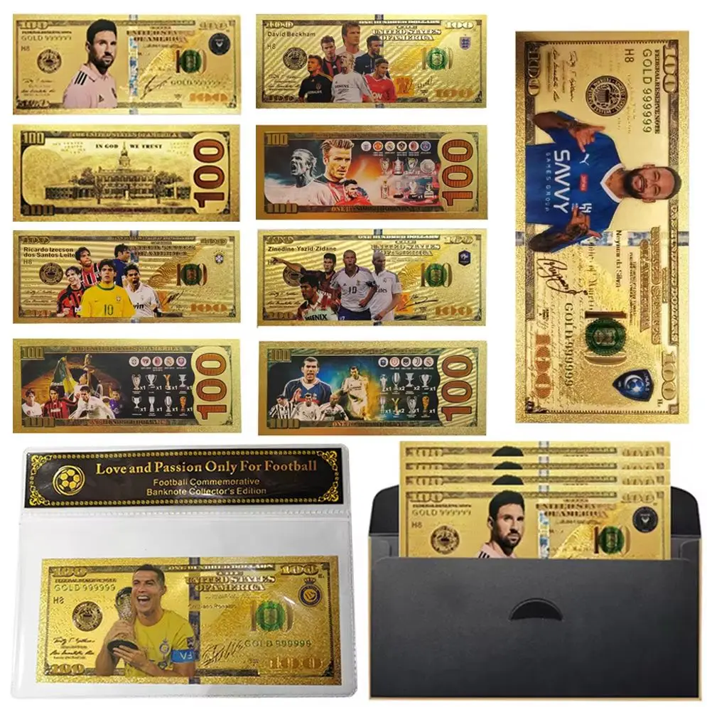 New Mbappe Ronaldo Messi Neymar Nostalgic Football Commemorative Banknote Collection Card Football Week Side Gift