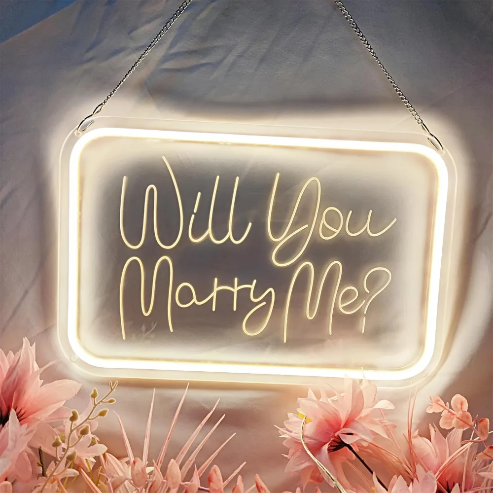 

Неоновая вывеска «Will You Marry Me» с белыми светодиодами, USB-светильник для романтических предложений, свадебных вечеринок, Дня святого Валентина и декора домашнего бара