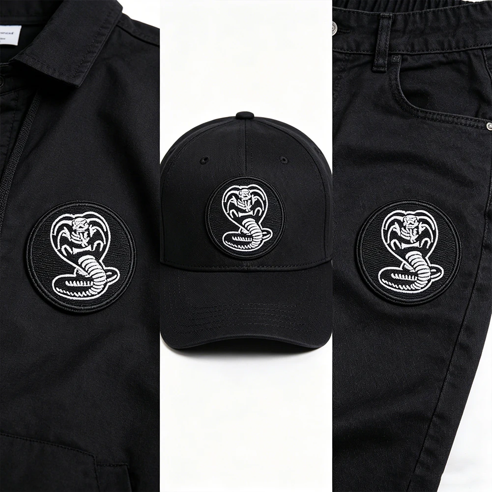 Cobra Skull bestickter Aufnäher zum Aufbügeln oder Aufnähen für Jacke, Hut, Rucksack, Jeans, Dark Gothic Biker Stickerei Applikation Geschenk – Detail 5