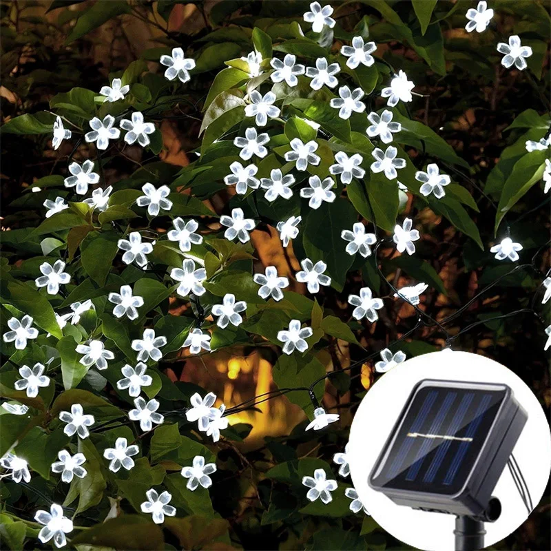 

Solar Cherry String Lights Sakura Garland 5M/7M/12M Peach Flower LED Night Lamp for Wedding Party Garden Parterre Outdoor Decor