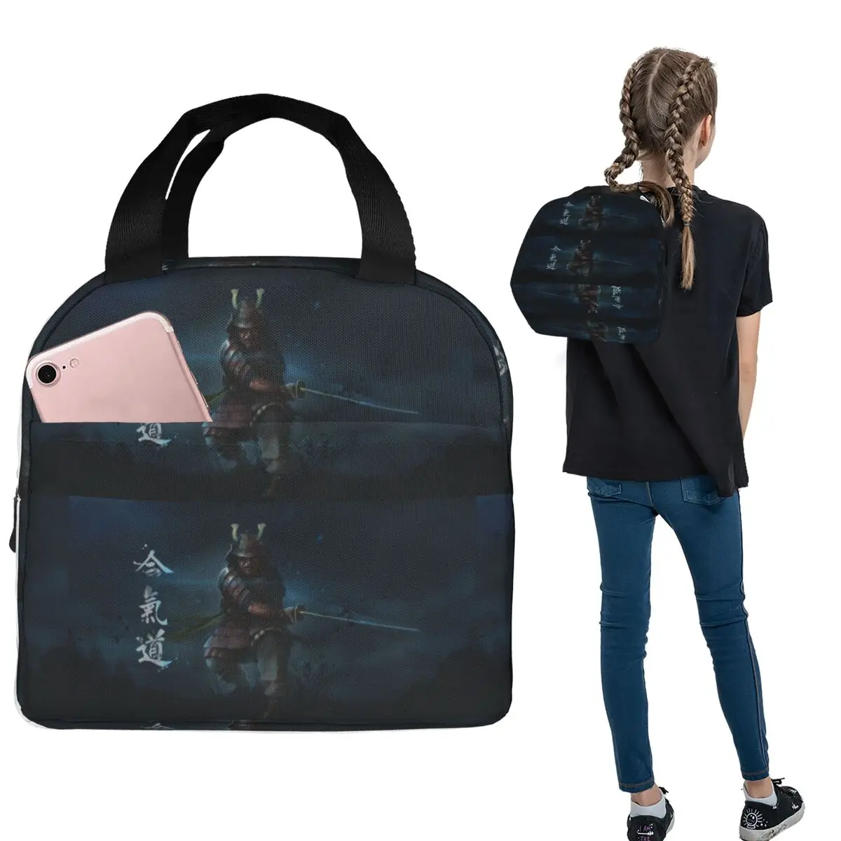 Samurai Spirits Insulated Lunch Bag for Women Kids Portable Food Boxes Thermal Lunch Box Tote
