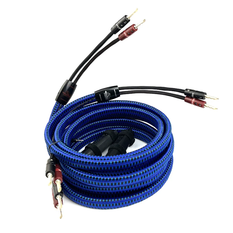 Pair Audiophile Gibraltar Speaker Cable Silver Banana Plug HiFi Audio Line with 72V Battery