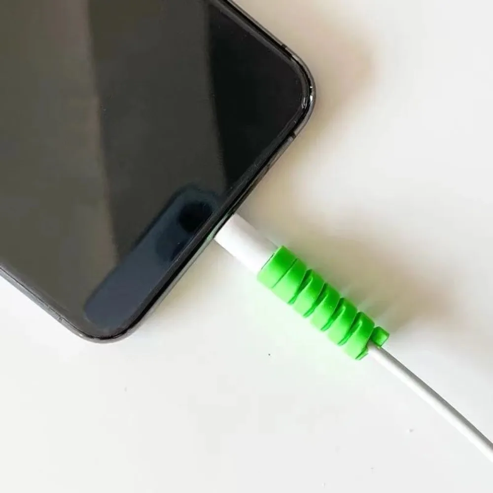 Portable TPR Data Cable Protective Sleeve Anti Bending 7 Colors Cable Trimmer Lightweight Prevent Breakage Spiral Winding Device