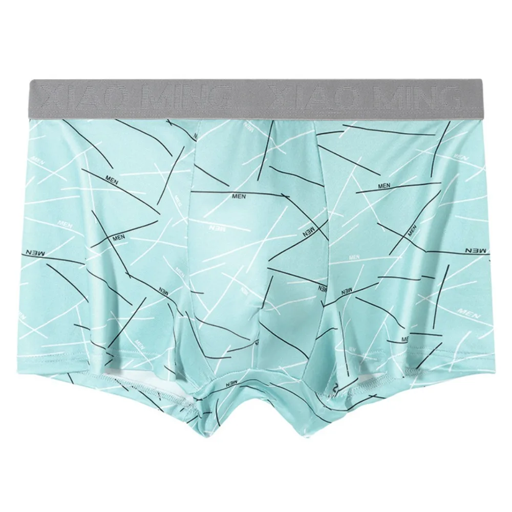 5Pcs Comfortable Plus Size Men's Boxer Briefs Seamless Mid Waist Printed Panties Elastic Lingerie Underwear for Man Male