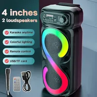 Built in Sing-e card audio 4inch 2 speakers bluetooth with mic wireless Karaoke Party Stereo HIFI Sound Subwoofer  Remote Contro