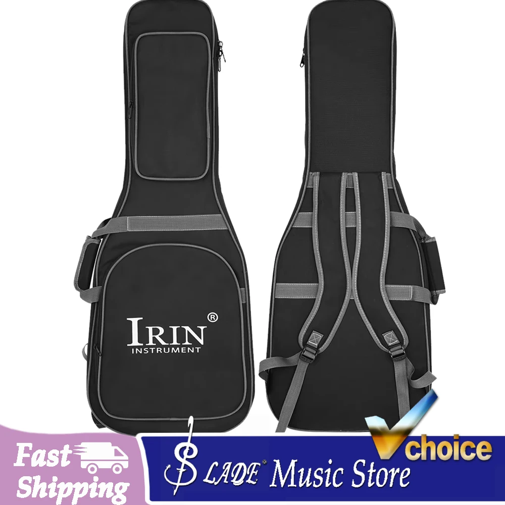 IRIN E-Gitarrentasche Gig Case 10 mm/20 mm verdickte wasserdichte Oxford-Stofftasche Gitarre verstellbarer Instrumentenaufbewahrungsrucksack