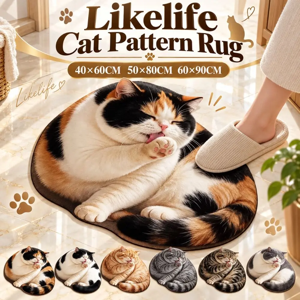 Absorbent 3D Cat Print Doormat Lifelike Quick Dry Bedroom Floor Mat Non Slip Stain Resistant Animal Bathroom Rug Home Decor