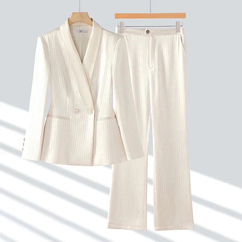 Pop Office Ladies Formal Pant Suit 2 Piece Set Women Ebony Black Female Long Sleeve Business Work Wear Blazer Jacket And Trouser