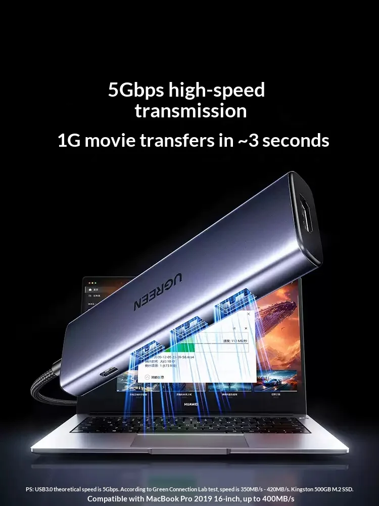 UGREEN CM511 Expansion Dock USB Typec HDMI Suitable For Charging Two Devices Simultaneously For MacBook Pro Air Laptop