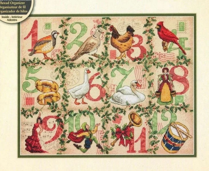 

DIY needle work Christmas 12 Days 46-38 Cross Stitch Set Counted Cross Stitch Kit 28ct 14ct 32ct Metallic aida