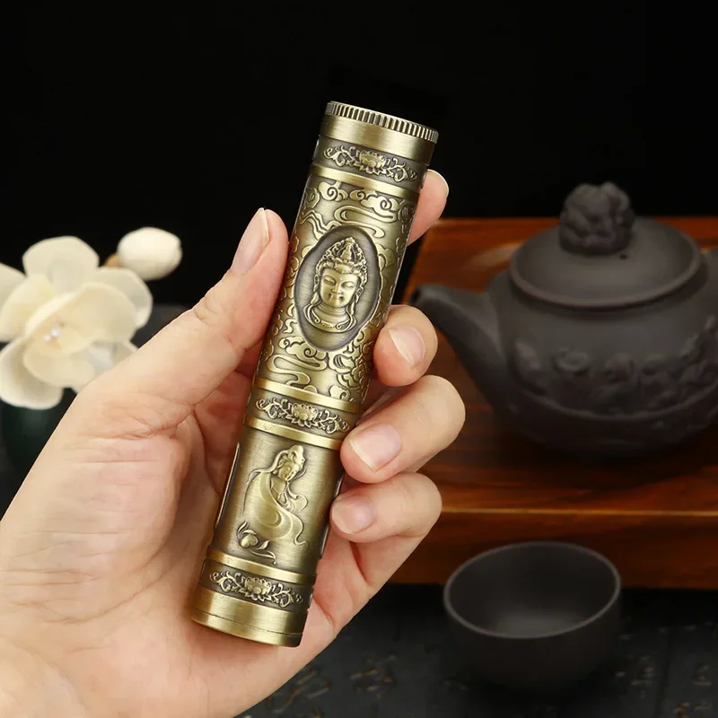 Retro Buddha Metal Incense Case Relief Craft Dragon Incense Box Waterproof Incense Storage Box Incense Accessories for Men