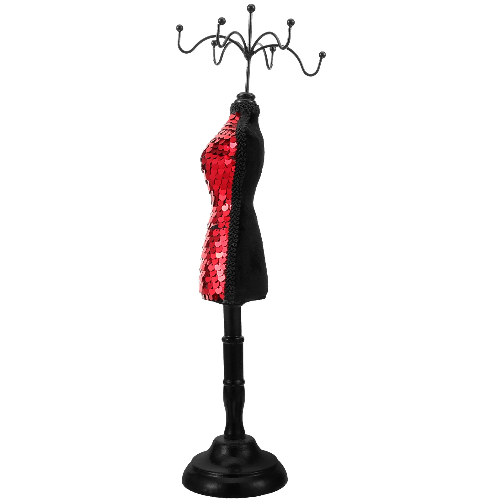 

Earring Display Stand Red Bead Jewelry Rack for Wedding Gift Home Decor Necklace Holder Mannequin Display