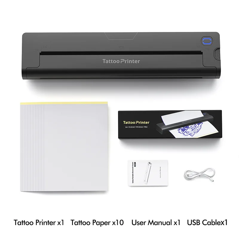 Matte Realistic Tattoo Transfer Machine A4 Bluetooth Wireless USB Document Printer Thermal Inkless Portable