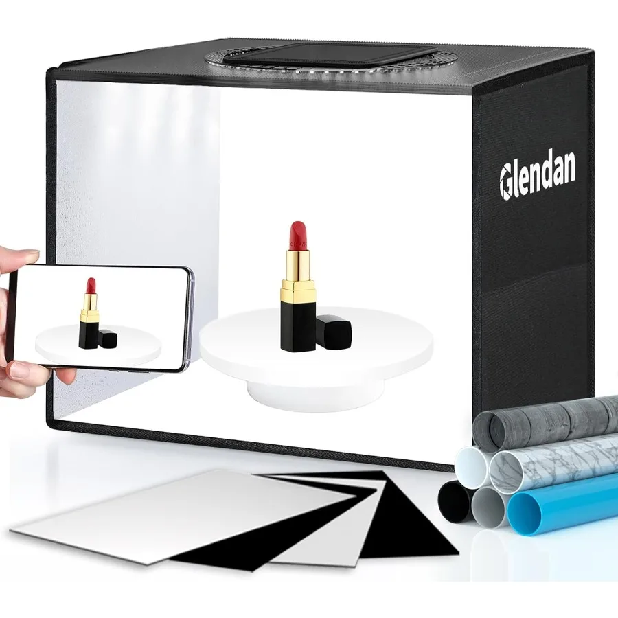

Glendan Mini Photo Studio Light Box 14 x 10 Photo Shooting Tent kit Portable Foldable Light Box Photography with 112pcs LED Lig