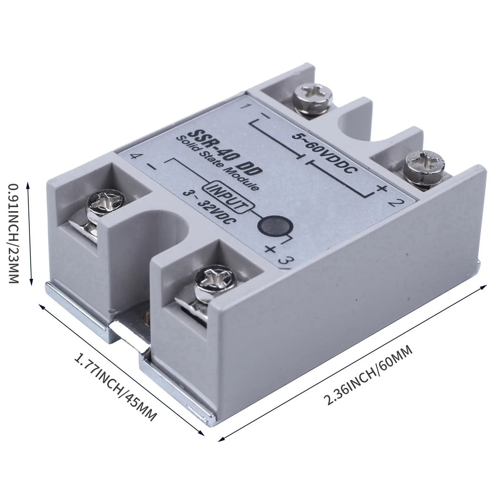 DC-DC Relay Solid State fase tunggal SSR-40DD 40A DC3-32V DC5-60V putih + perak