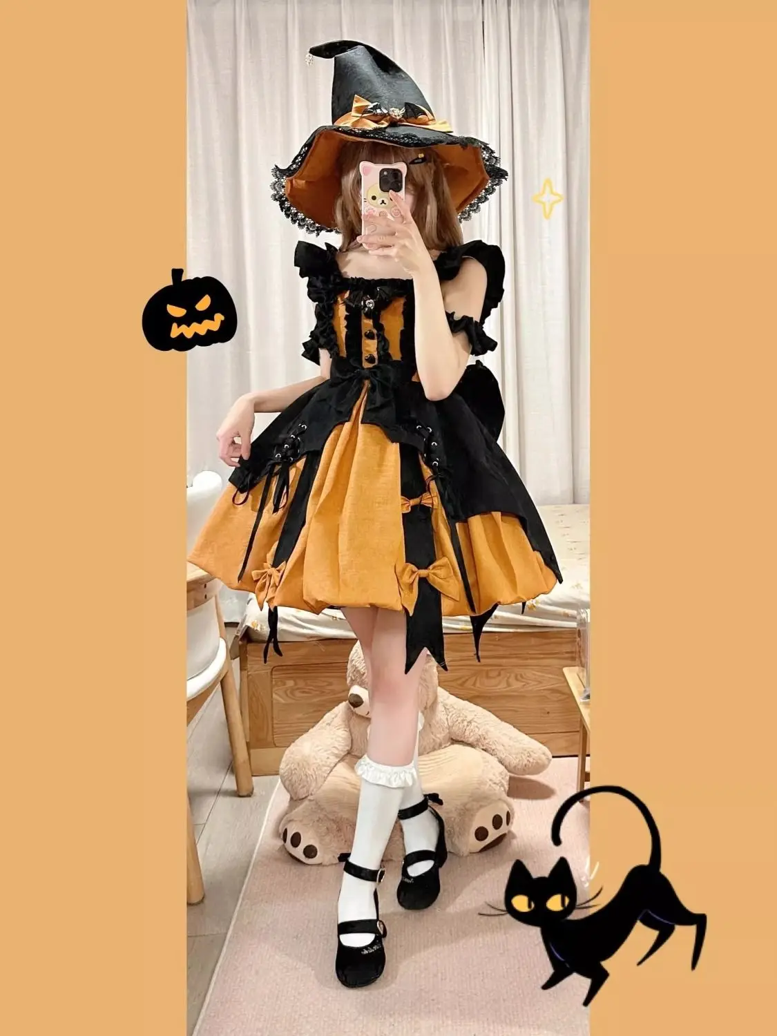 Halloween pumpkin-colored witch JSK Lolita puffy princess dress