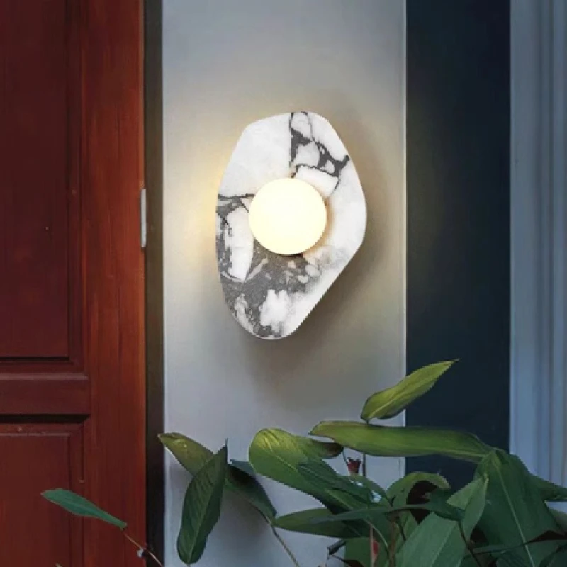 

Living room wall lamp French retro bedroom creative marble wabi wind aisle wall lamp