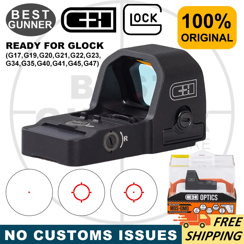 C&H Precision Direct Mount Optic Red Dot Sight for Glock G17/G19/G20/G21/G22/G23/G34/G35/G40/G41/G45/G47 MOS RMR Pistol Optics