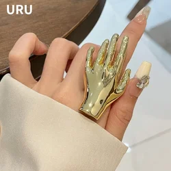Modern Jewelry Personality Temperament Metal Hand Shape Rings For Women Female Gifts Hiphop Accessories 2024 Trend New
