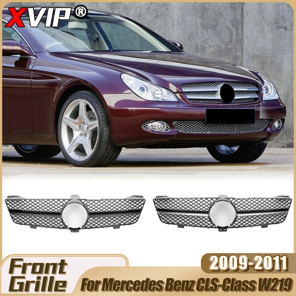 XVIP Front Chrome Black AMG Style Racing Grille For Mercedes Benz CLS W219 CLS500 CLS55 AMG CLS63 AMG 2009-2011 Upper Grill Mesh