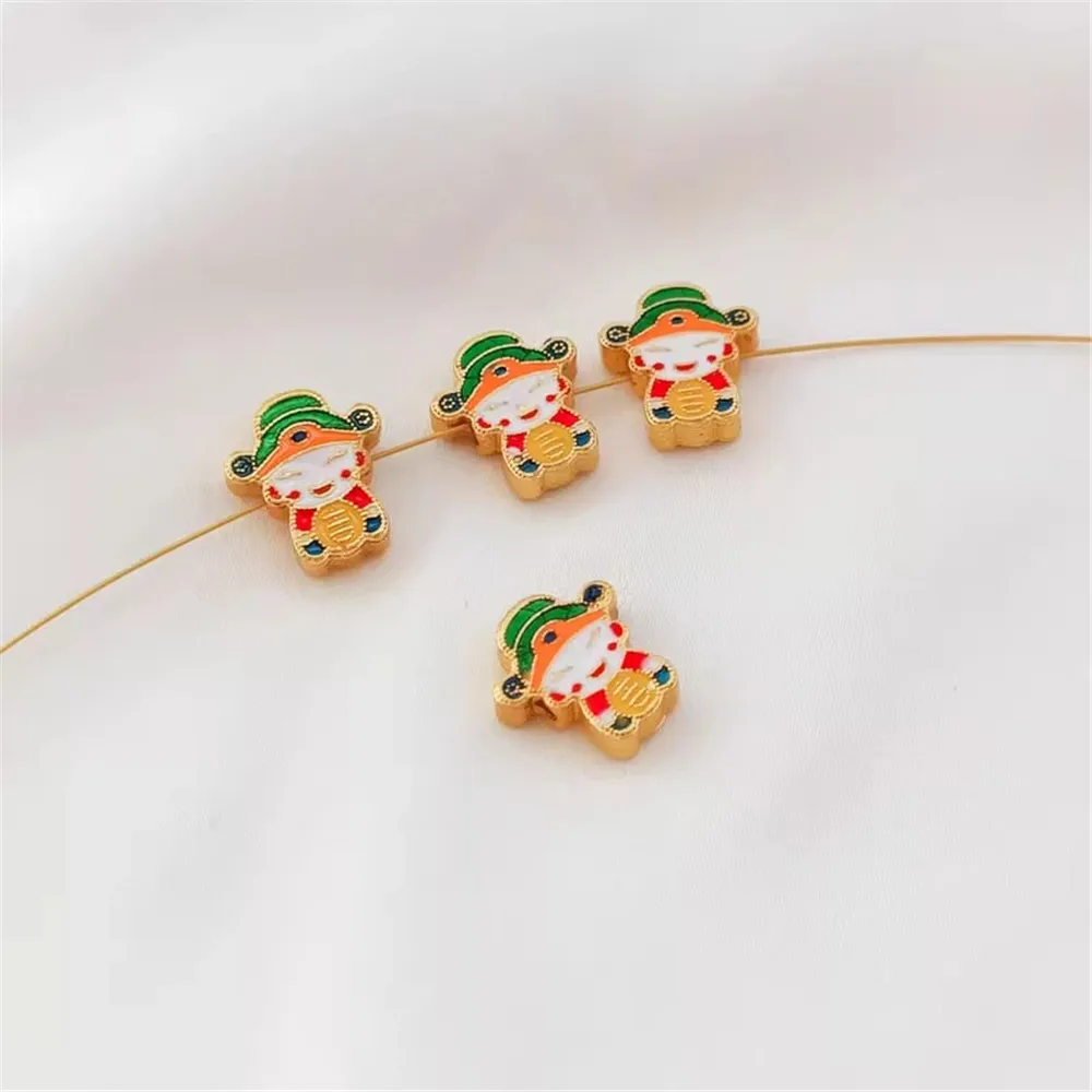 Ancient-style Gold Accessory Double-sided Oil-dripping Wealth-attracting Boy Horizontal God Wealth Beaded Stringing DIY Jewelry