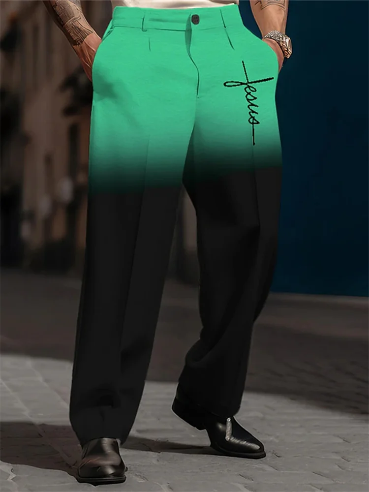 

Gradient Minimalist Men's Casual Western Pants Fashion Street Style Daily Men's Trousers