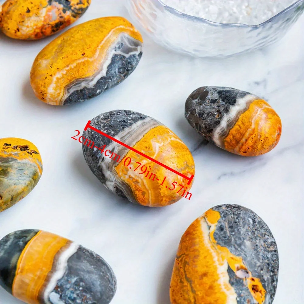 1Pc Bumblebee Jasper Palm Stone Natural Crystal for Home & Office Decor, Perfect Gift for Birthdays & Holidays - view 3